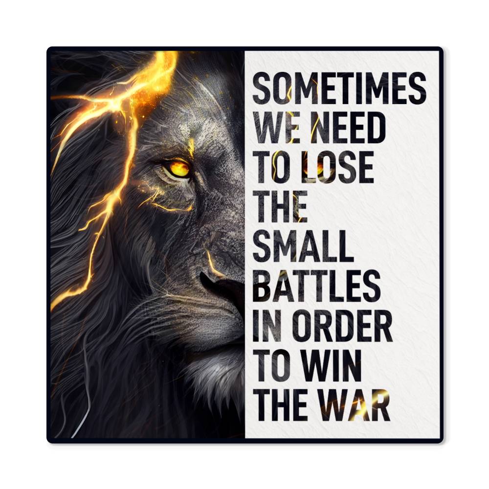 Sometimes we need to lose the small battles in order to win the war High Gloss Square Metal Art