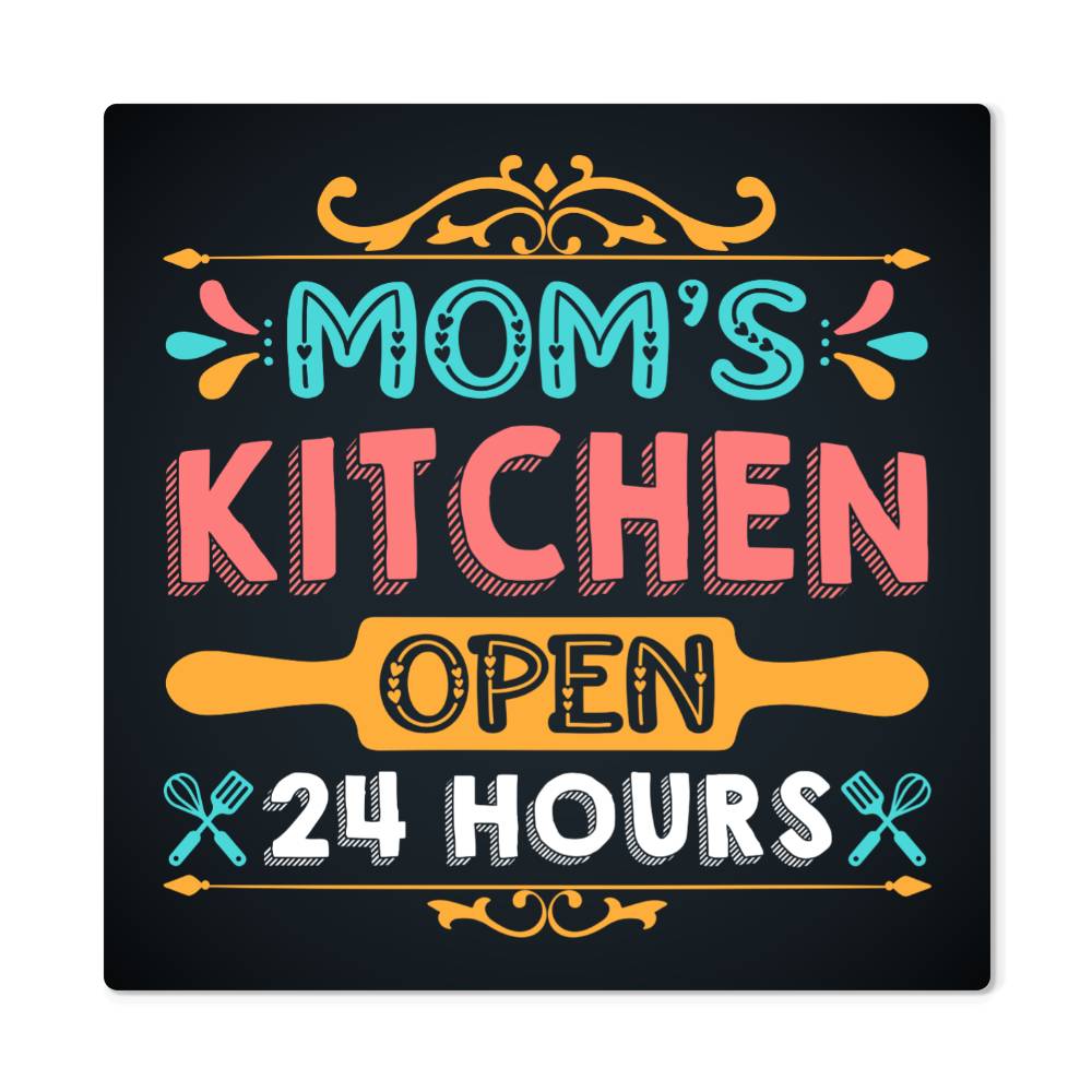 Mom's Kitchen High Gloss Square Metal Art