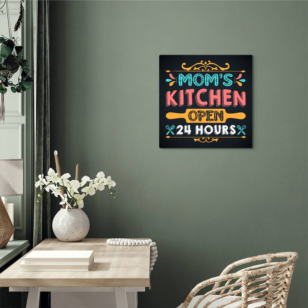 Mom's Kitchen High Gloss Square Metal Art