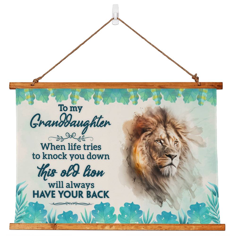 To Granddaughter "This Old Lion" Wood Framed Wall Tapestry - Perfect Gift from Grandmother