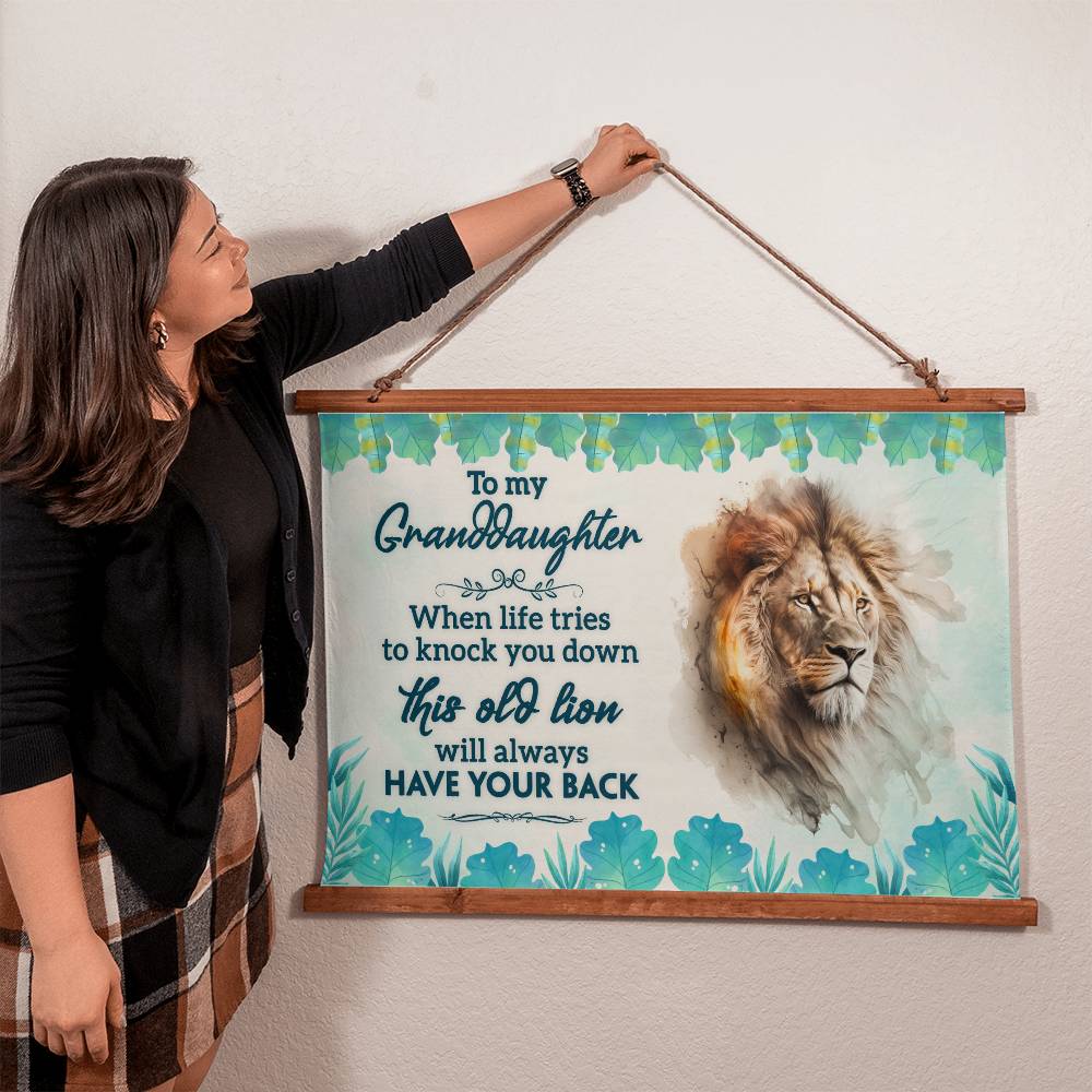 To Granddaughter "This Old Lion" Wood Framed Wall Tapestry - Perfect Gift from Grandmother