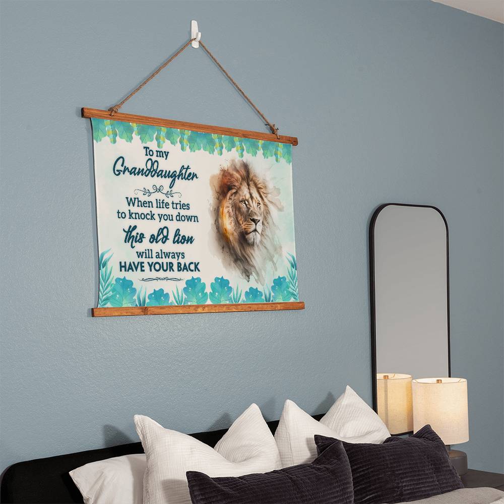 To Granddaughter "This Old Lion" Wood Framed Wall Tapestry - Perfect Gift from Grandmother