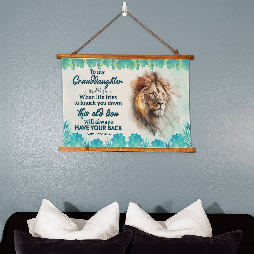 To Granddaughter "This Old Lion" Wood Framed Wall Tapestry - Perfect Gift from Grandmother