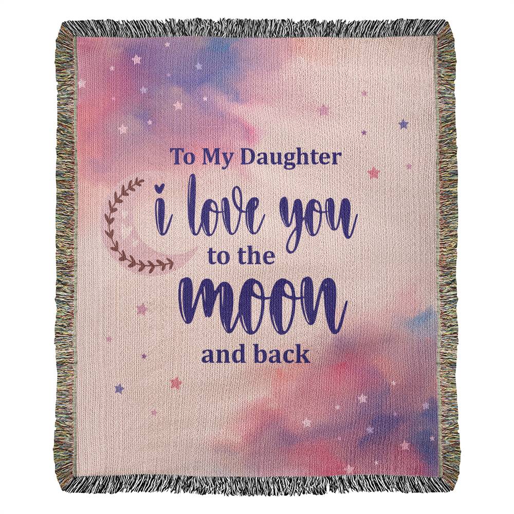 Daughter Moon and Back 50x60 Inch Heirloom Woven Blanket
