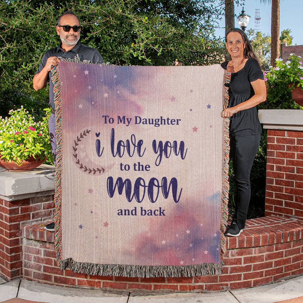 Daughter Moon and Back 50x60 Inch Heirloom Woven Blanket