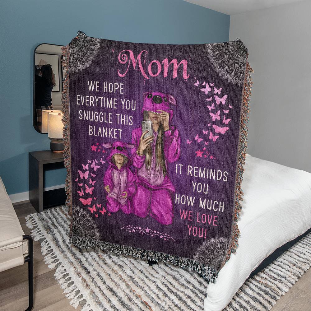 Mom Snuggle 50x60 Inch Heirloom Woven Blanket