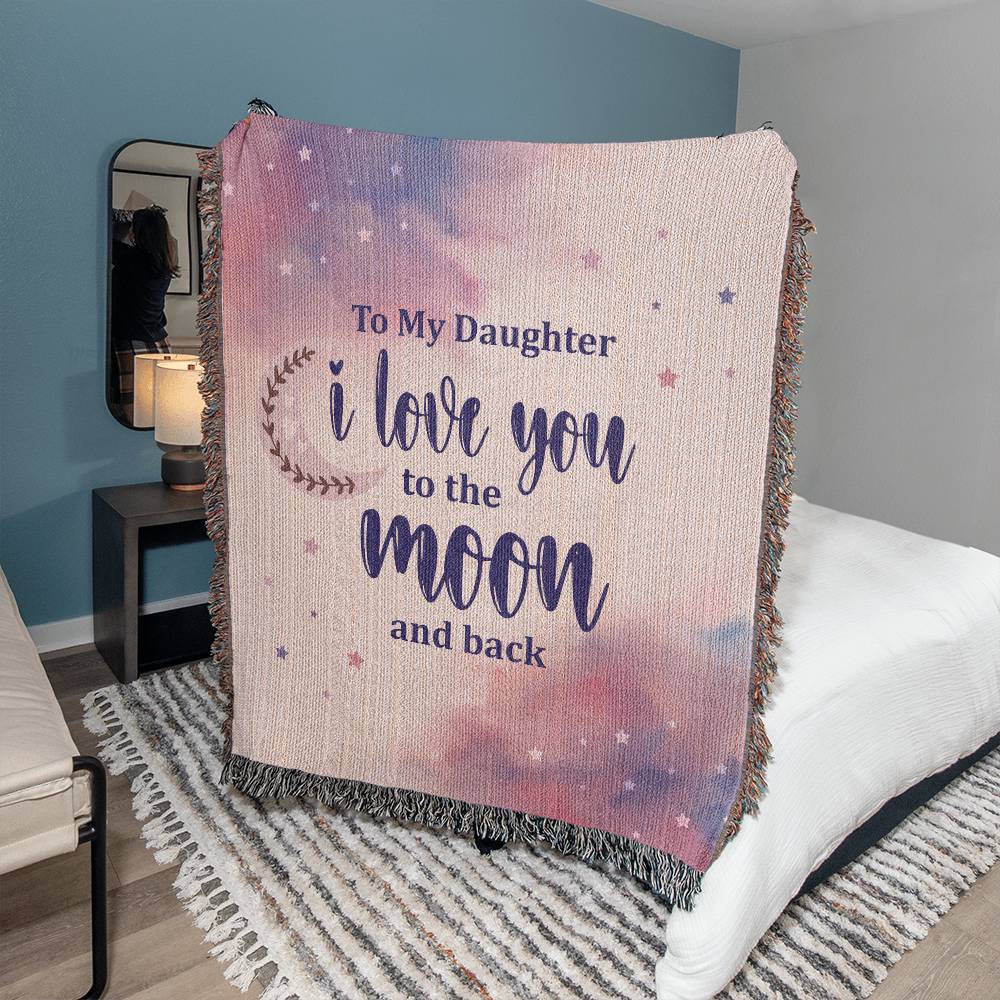 Daughter Moon and Back 50x60 Inch Heirloom Woven Blanket