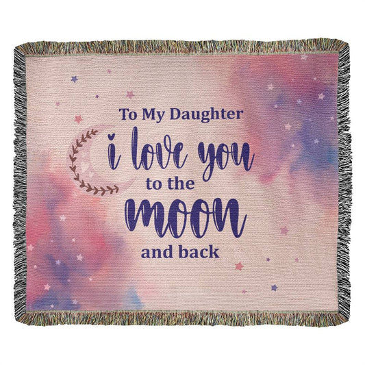 Daughter Moon and Back 60x50 Inch Heirloom Woven Blanket