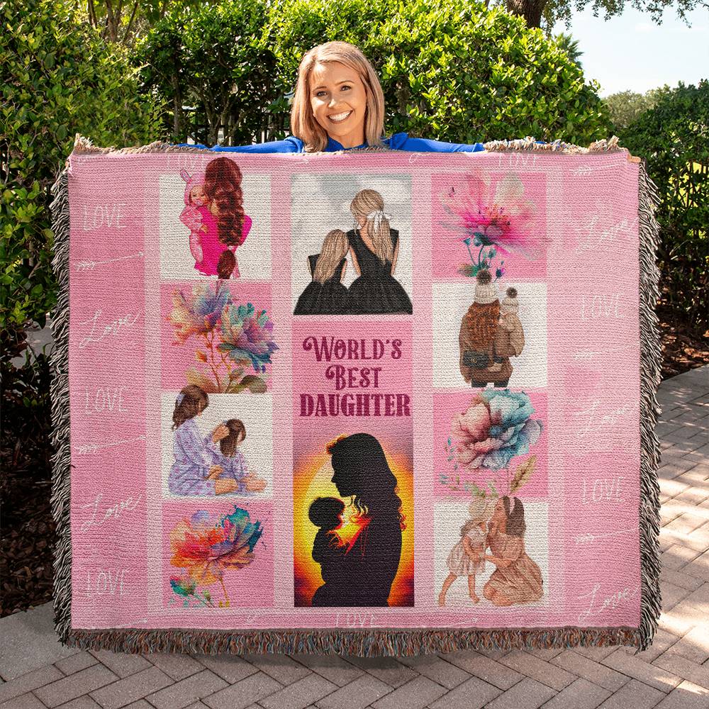 World's Best Daughter 60x50 Inch Heirloom Woven Blanket