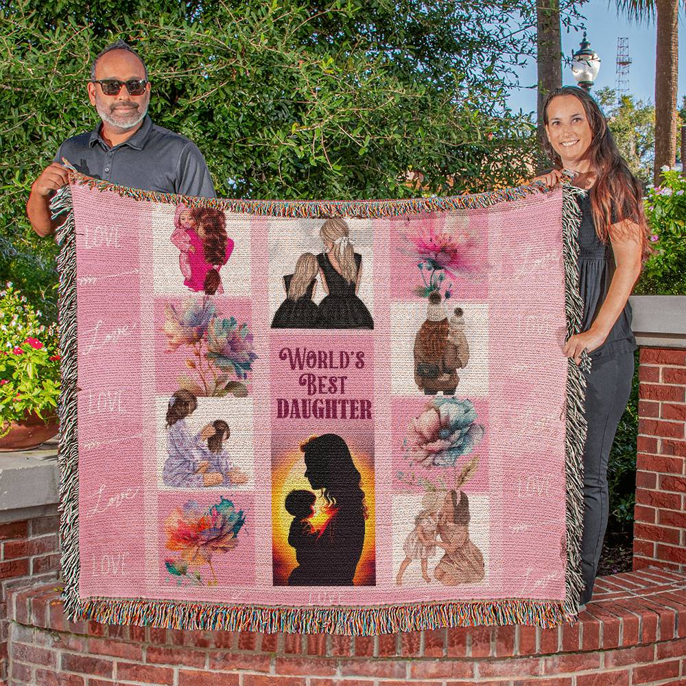 World's Best Daughter 60x50 Inch Heirloom Woven Blanket