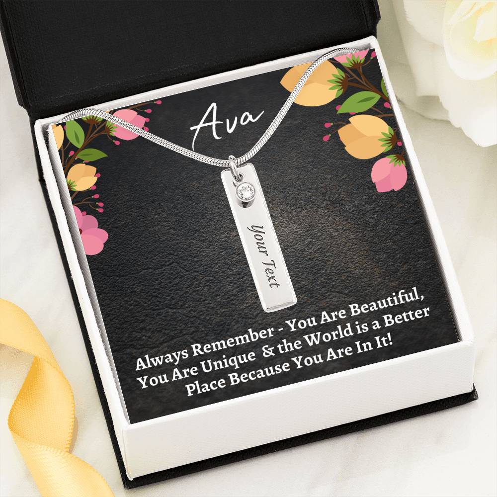 Ava Name Necklace with Birthstone - Emavo Gift