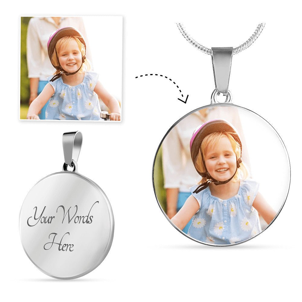 Circle Photo Upload Necklace - Emavo Gift