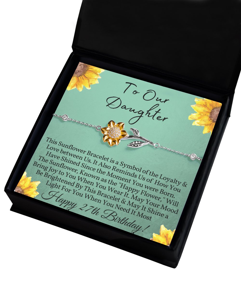 Daughter 27th Birthday Sunflower Bracelet Gift - Emavo Gift
