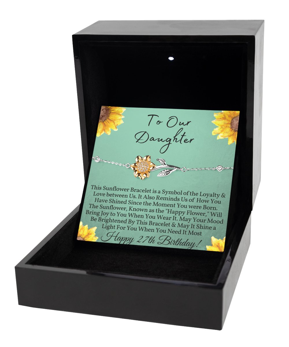 Daughter 27th Birthday Sunflower Bracelet Gift - Emavo Gift