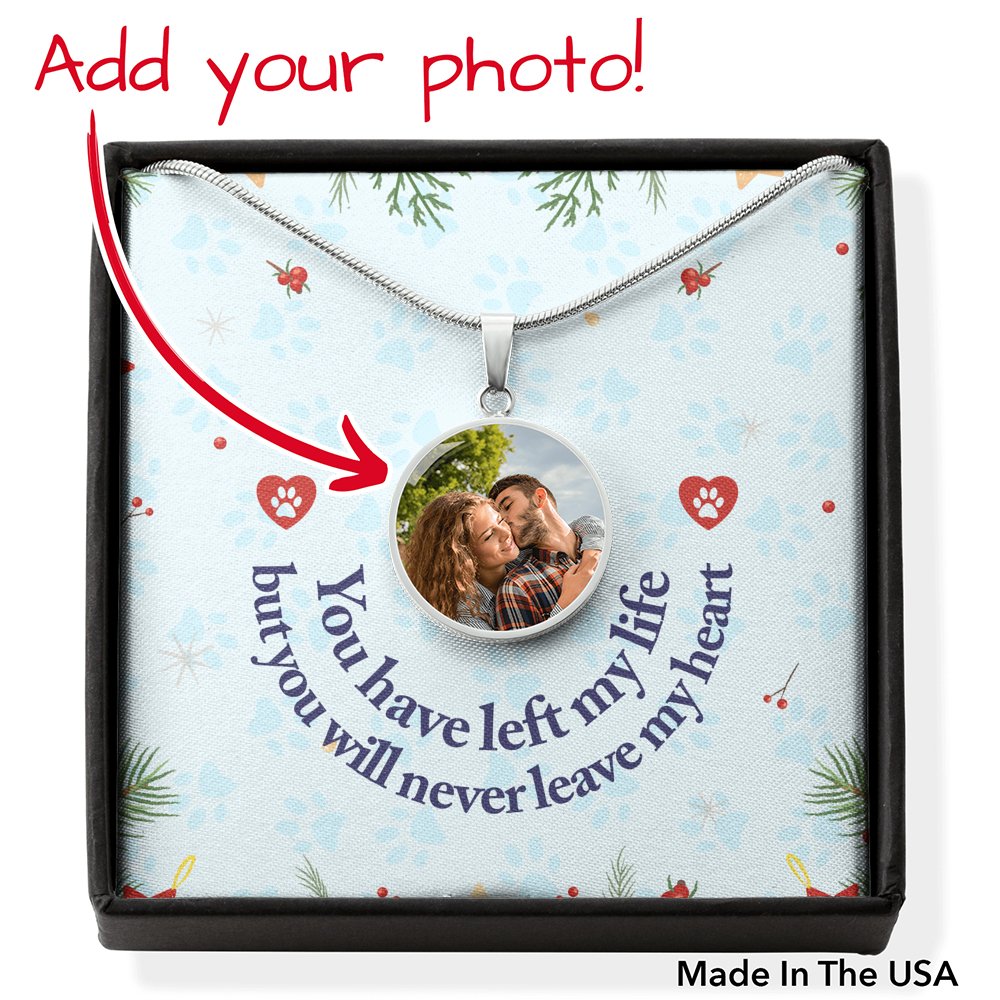 Dog Photo Upload Necklace Circle Necklace with Message Card - Emavo Gift