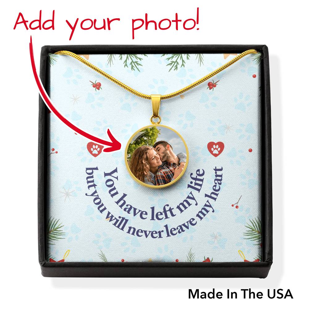 Dog Photo Upload Necklace Circle Necklace with Message Card - Emavo Gift