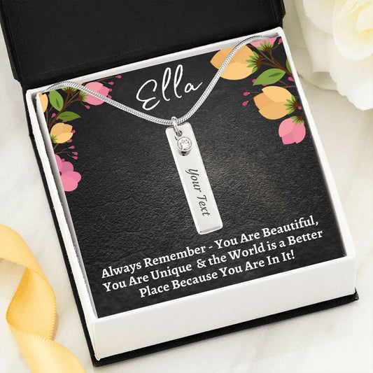 Ella Name Necklace with Birthstone - Artwork Swapper Enabled - Emavo Gift