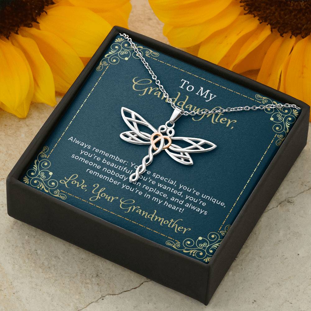 Granddaughter Dragonfly Necklace - Always Remember - Emavo Gift