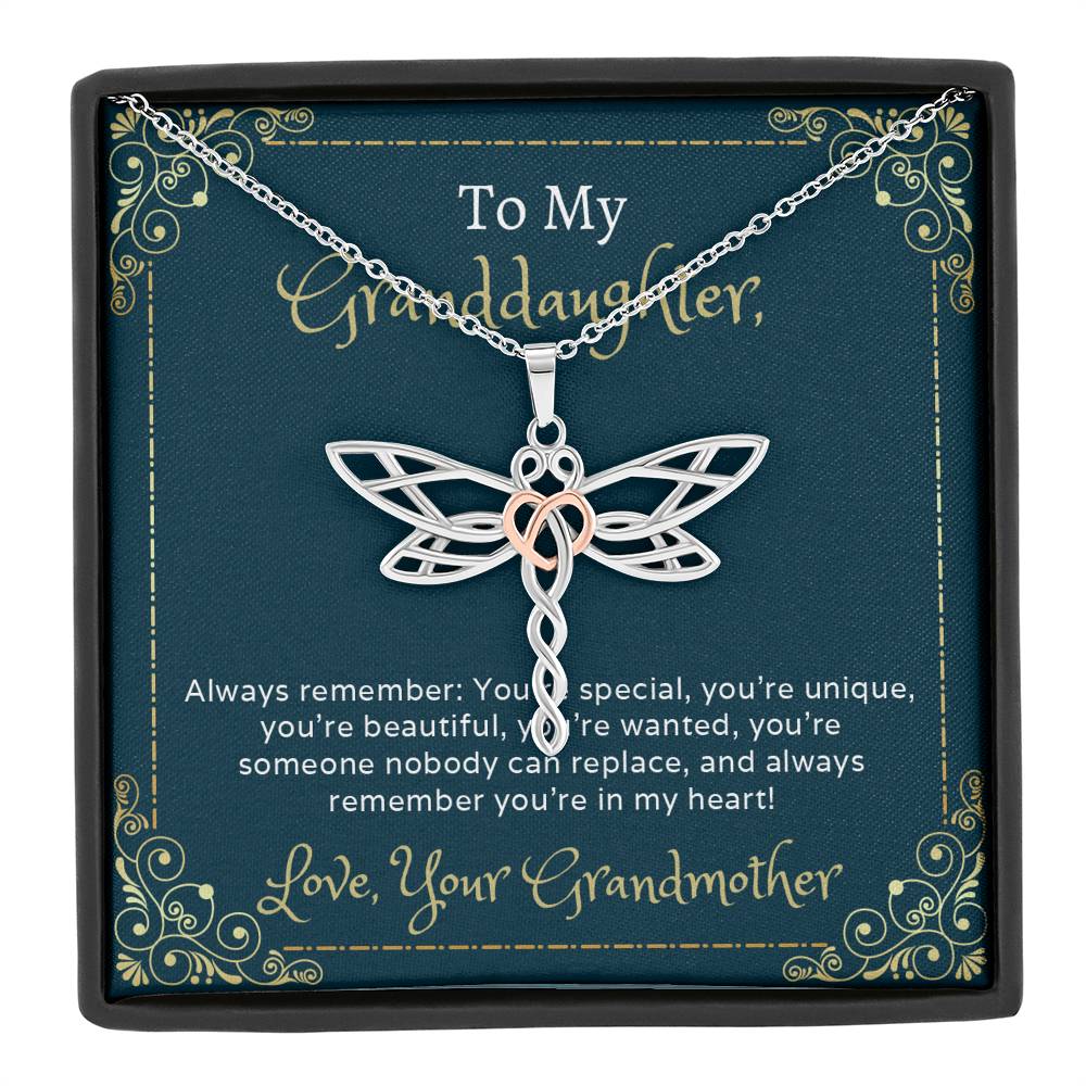 Granddaughter Dragonfly Necklace - Always Remember - Emavo Gift