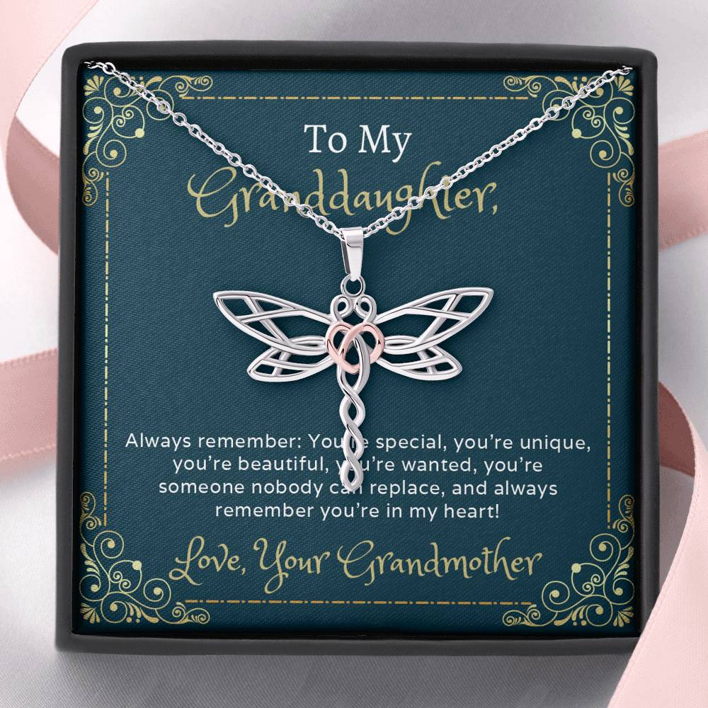 Granddaughter Dragonfly Necklace - Always Remember - Emavo Gift