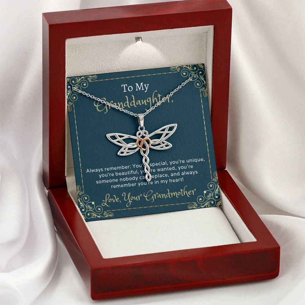 Granddaughter Dragonfly Necklace - Always Remember - Emavo Gift