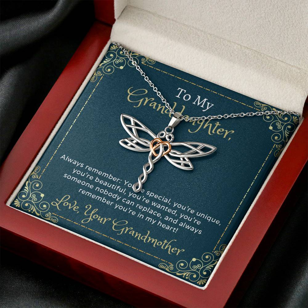 Granddaughter Dragonfly Necklace - Always Remember - Emavo Gift