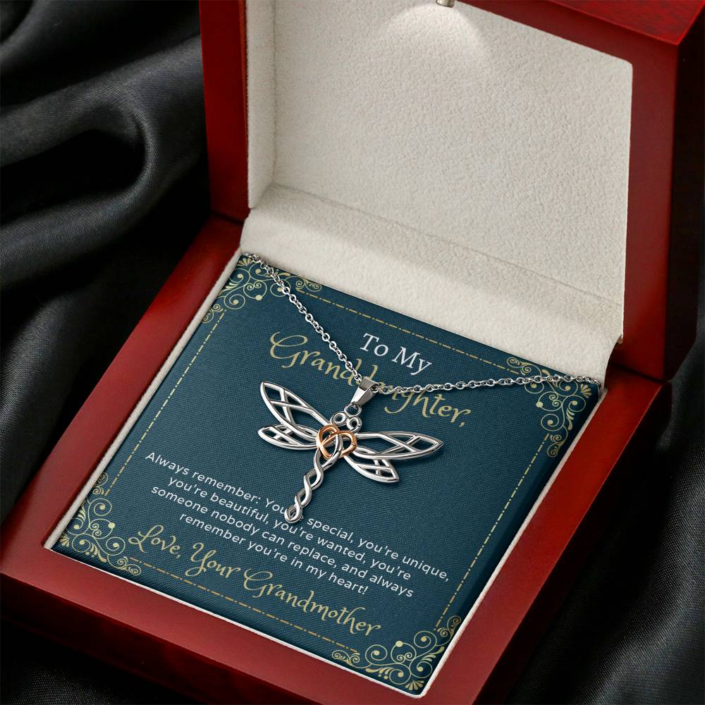 Granddaughter Dragonfly Necklace - Always Remember - Emavo Gift