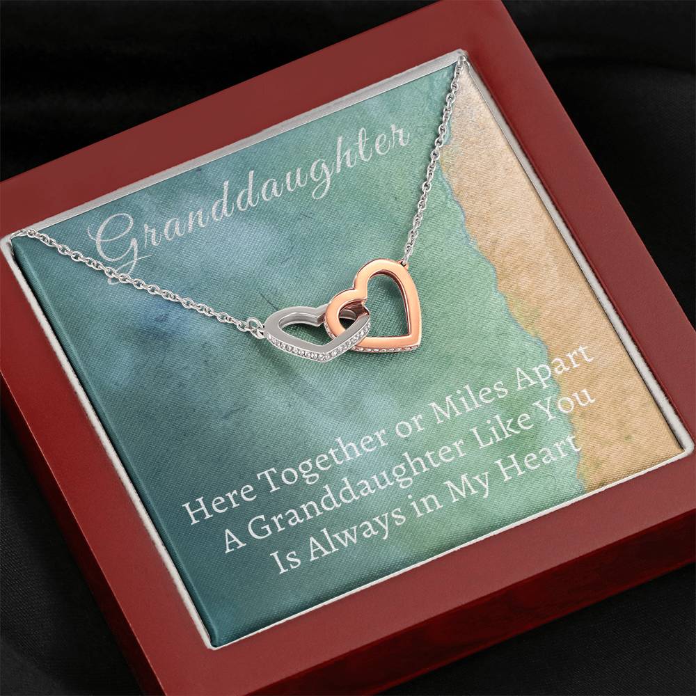 Granddaughter Interlocking Hearts - Here Together or Miles Apart - Emavo Gift