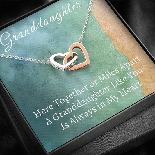 Granddaughter Interlocking Hearts - Here Together or Miles Apart - Emavo Gift