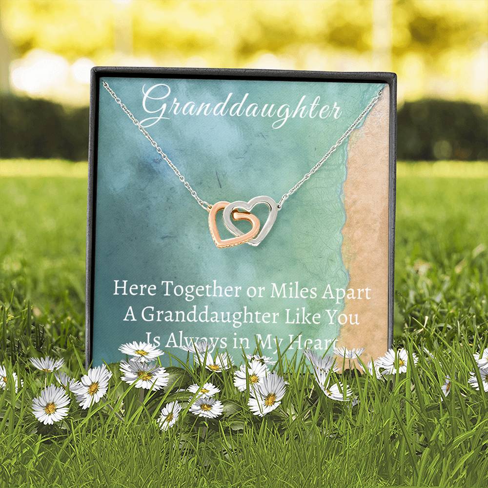 Granddaughter Interlocking Hearts - Here Together or Miles Apart - Emavo Gift