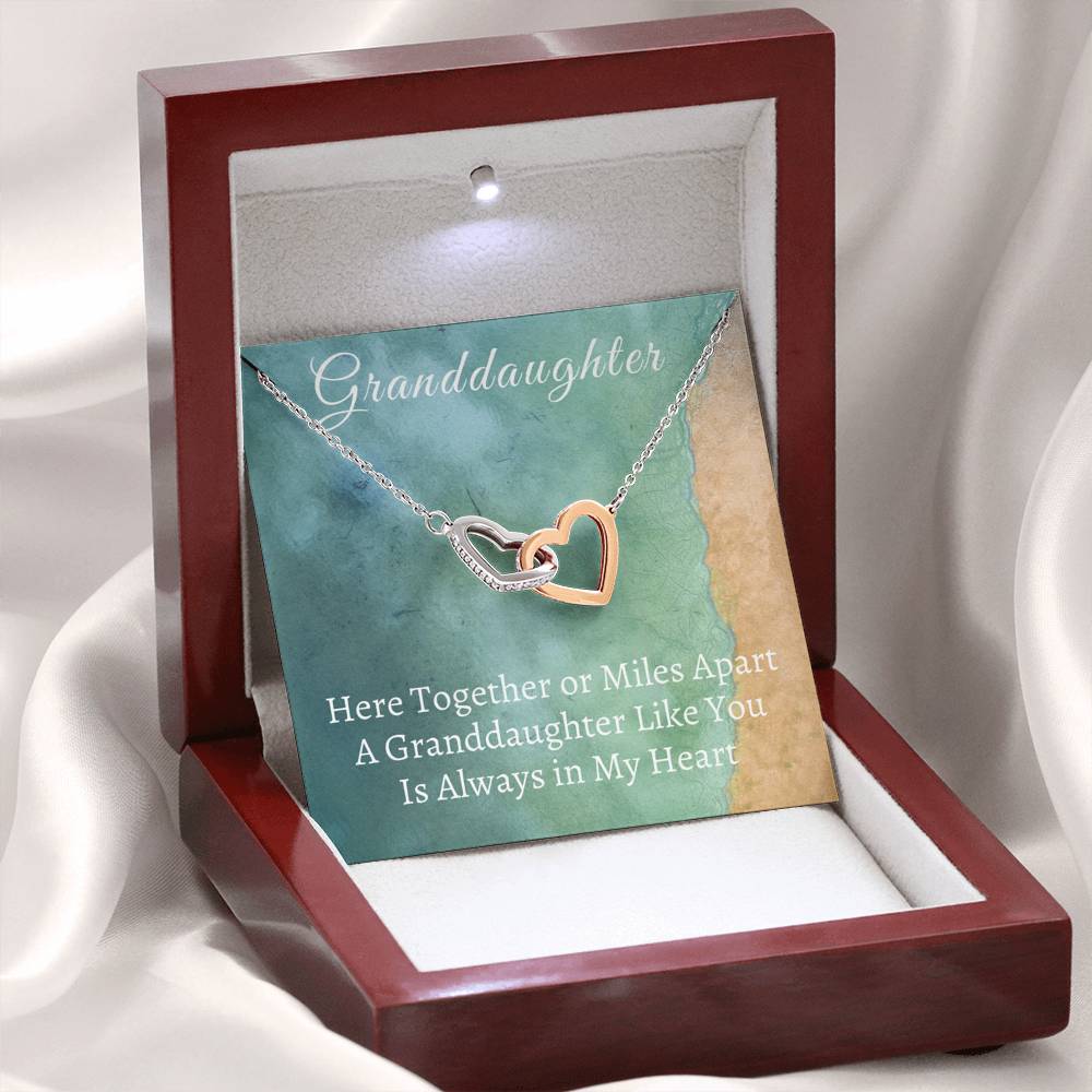 Granddaughter Interlocking Hearts - Here Together or Miles Apart - Emavo Gift