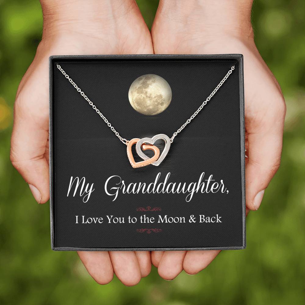 Granddaughter Moon and Back Interlocking Hearts - Emavo Gift