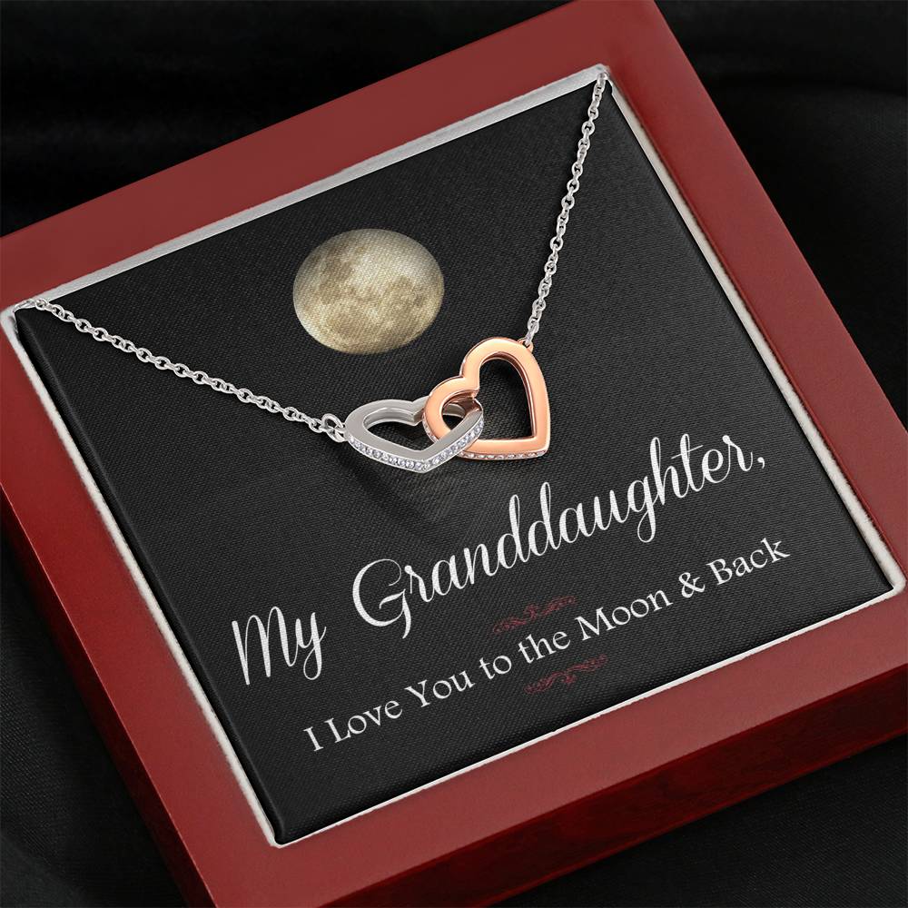 Granddaughter Moon and Back Interlocking Hearts - Emavo Gift