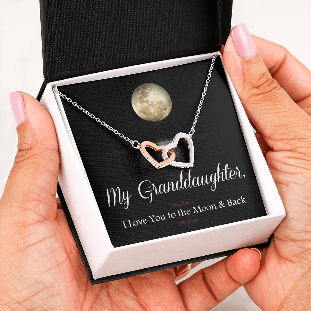 Granddaughter Moon and Back Interlocking Hearts - Emavo Gift