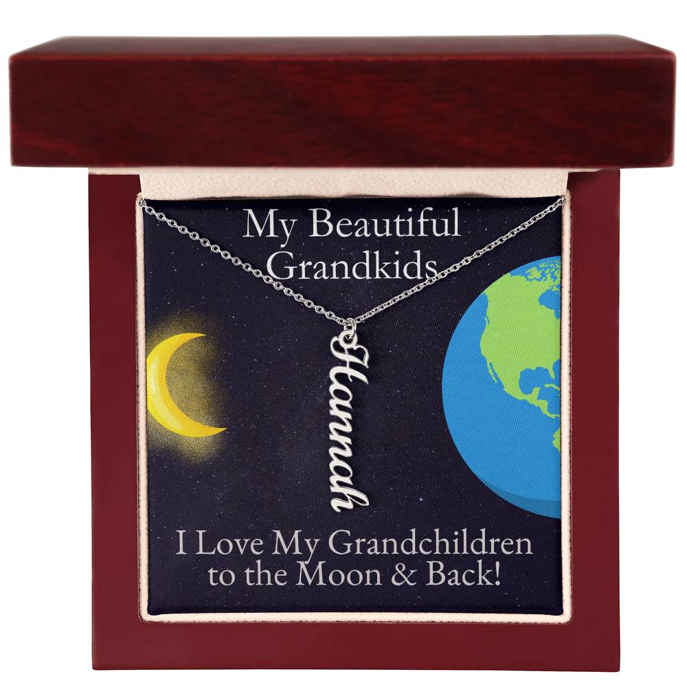 Grandkids Moon and Back Name Necklace - One, Two, Three, or Four Grandchildren - Emavo Gift