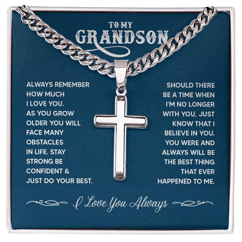 Grandson I Love You Always Cross Necklace - Emavo Gift