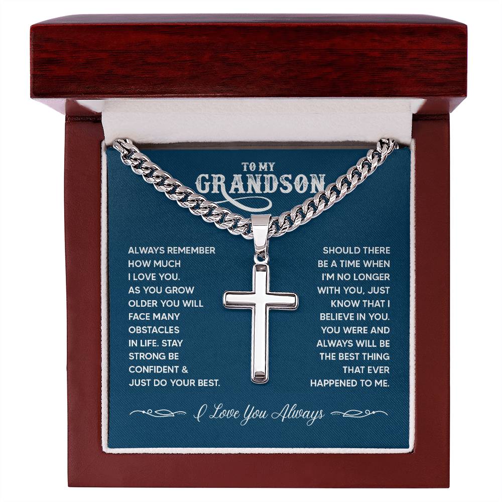 Grandson I Love You Always Cross Necklace - Emavo Gift