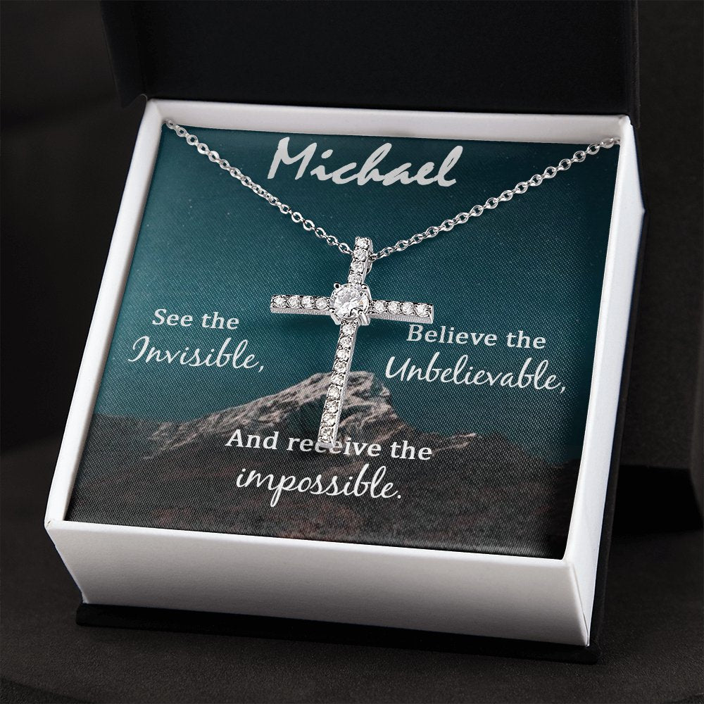 Michael CZ Cross Necklace - Emavo Gift