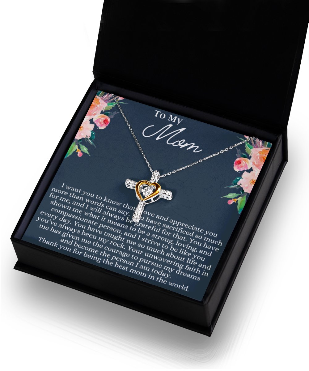 Mom Heart Cross Necklace - Emavo Gift