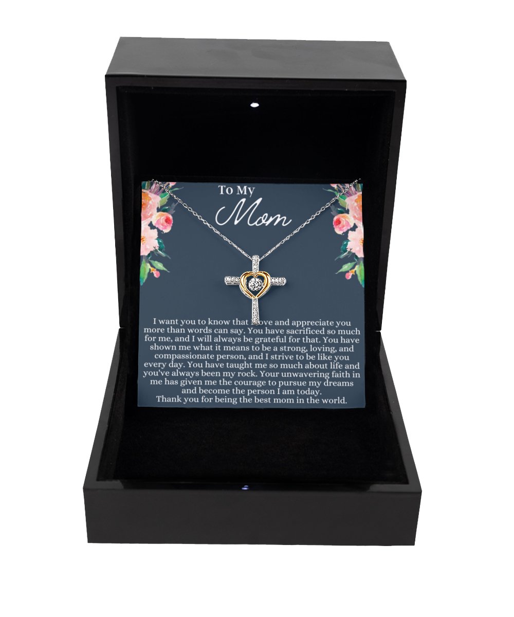 Mom Heart Cross Necklace - Emavo Gift