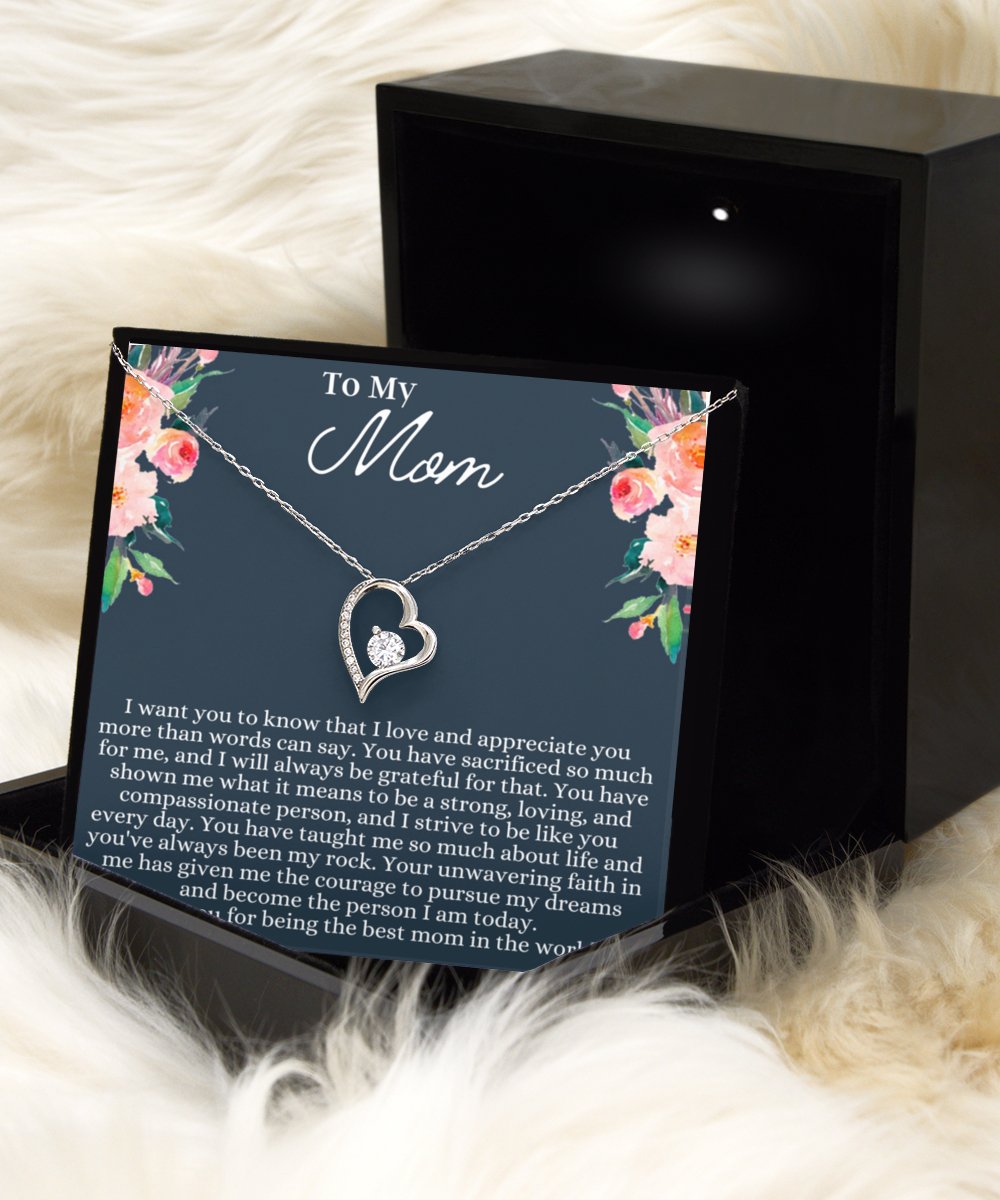Mom Heart Crystal Necklace - Emavo Gift