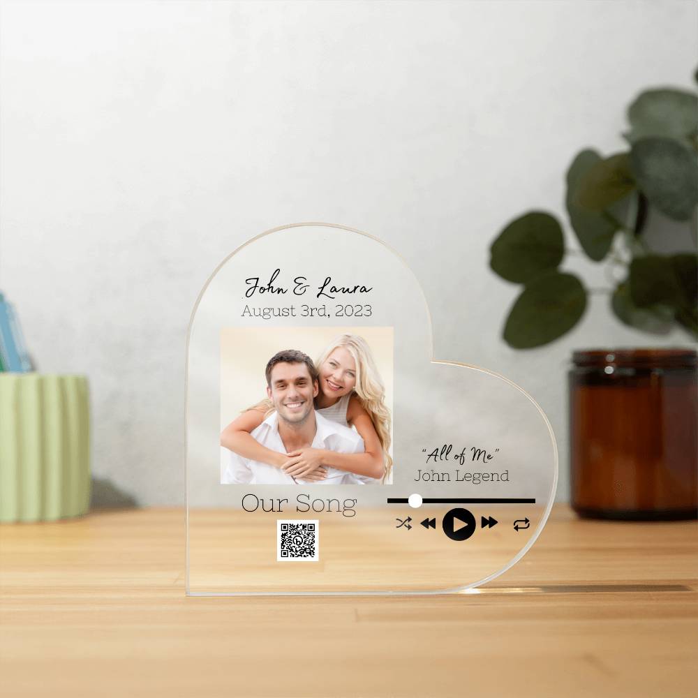 Music Plaque - Custom Song and Picture with QR Code that Plays Your Song - Acrylic Wedding Song Art - Emavo Gift