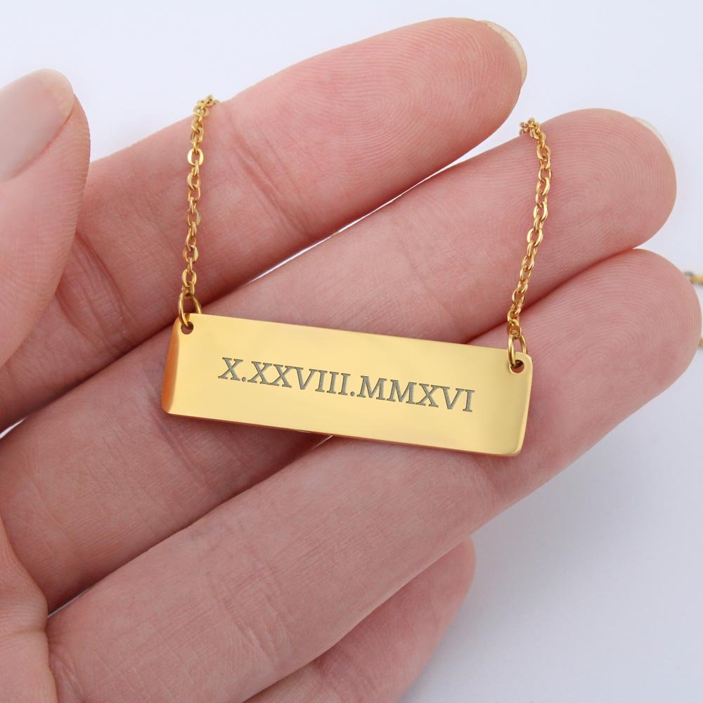 Roman Numeral Horizontal Bar Necklace - Emavo Gift