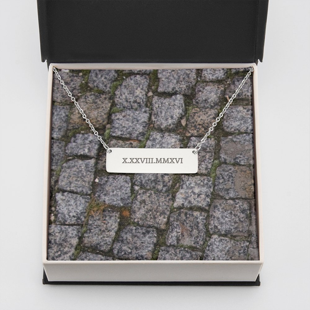 Roman Numeral Horizontal Bar Necklace - Emavo Gift