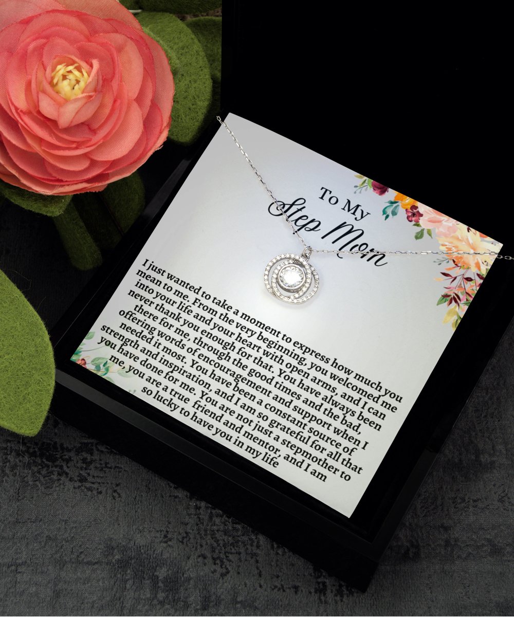 Step Mom Double Crystal Circle Necklace - Emavo Gift
