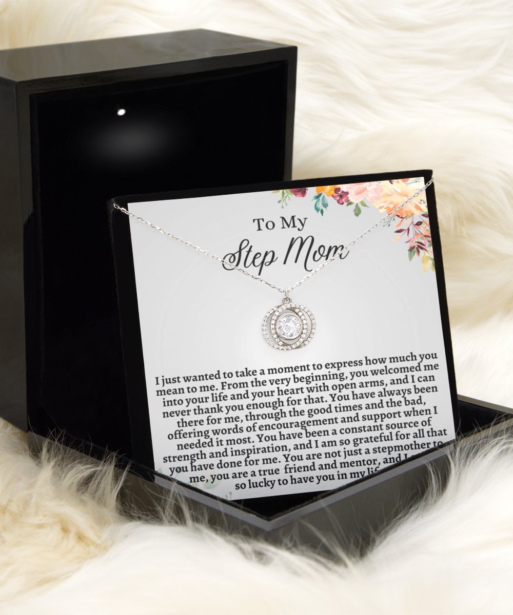 Step Mom Double Crystal Circle Necklace - Emavo Gift
