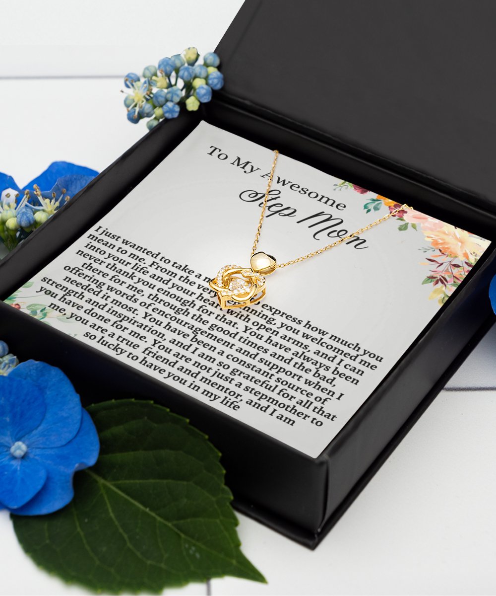 Step Mom Heart Knot Gold Necklace - Emavo Gift