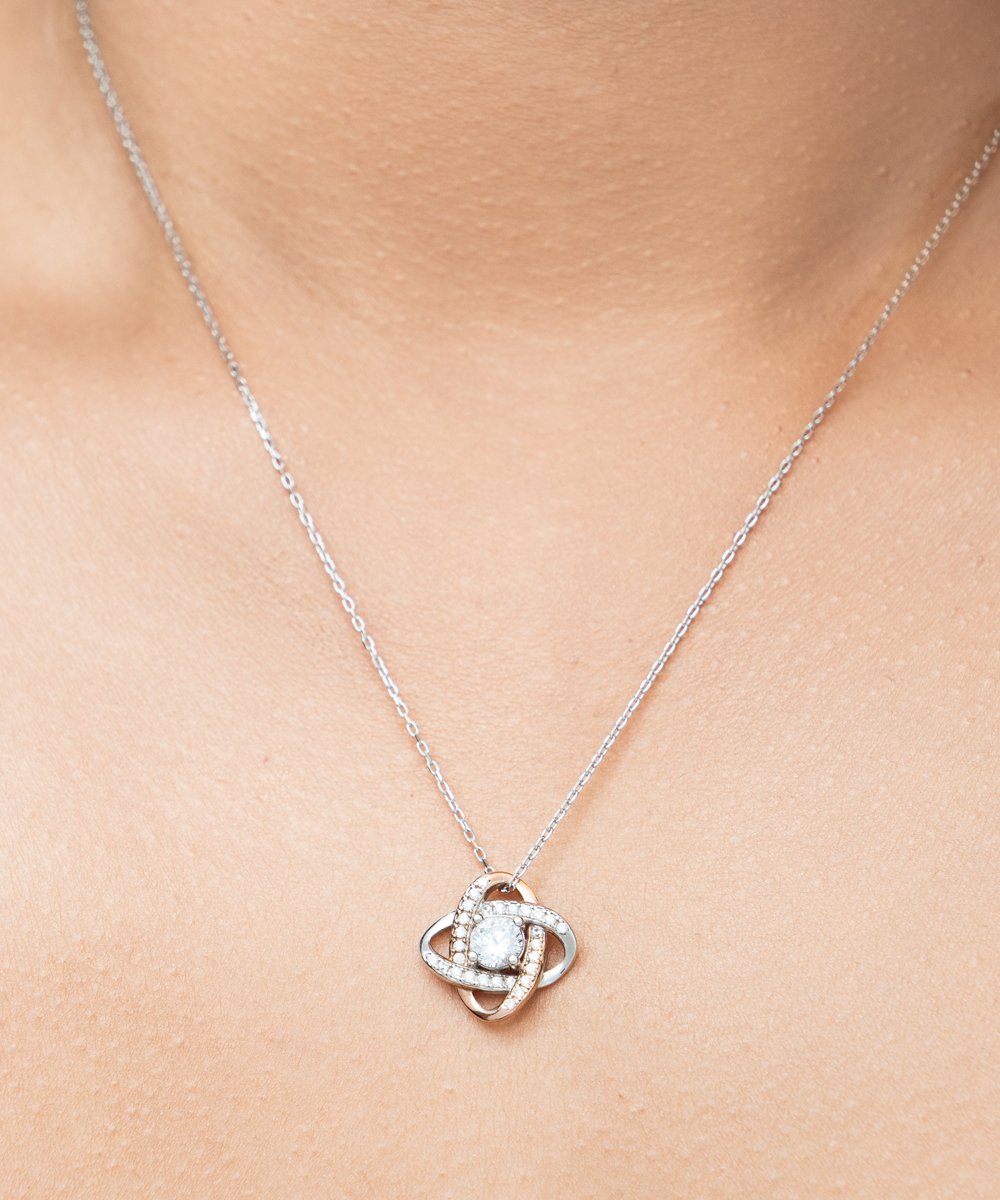 Step Mom Love Knot Rose Gold Necklace - Emavo Gift