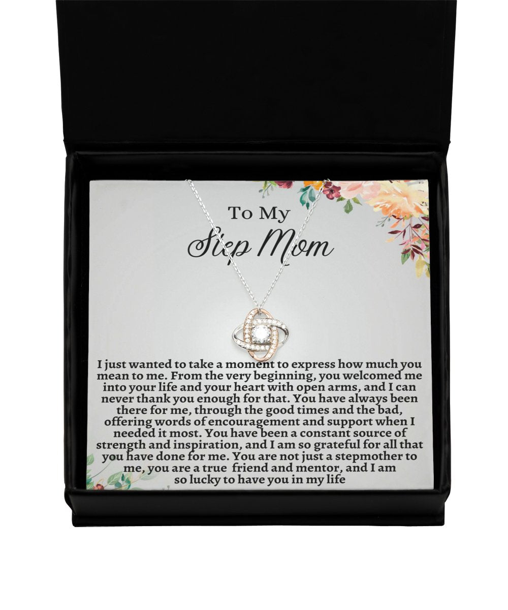 Step Mom Love Knot Rose Gold Necklace - Emavo Gift