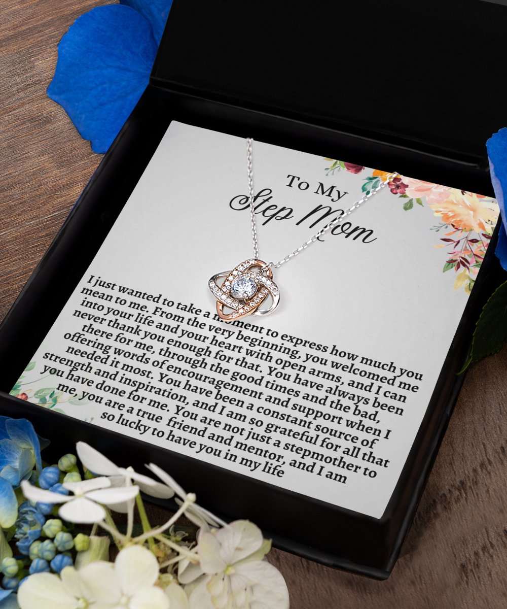 Step Mom Love Knot Rose Gold Necklace - Emavo Gift